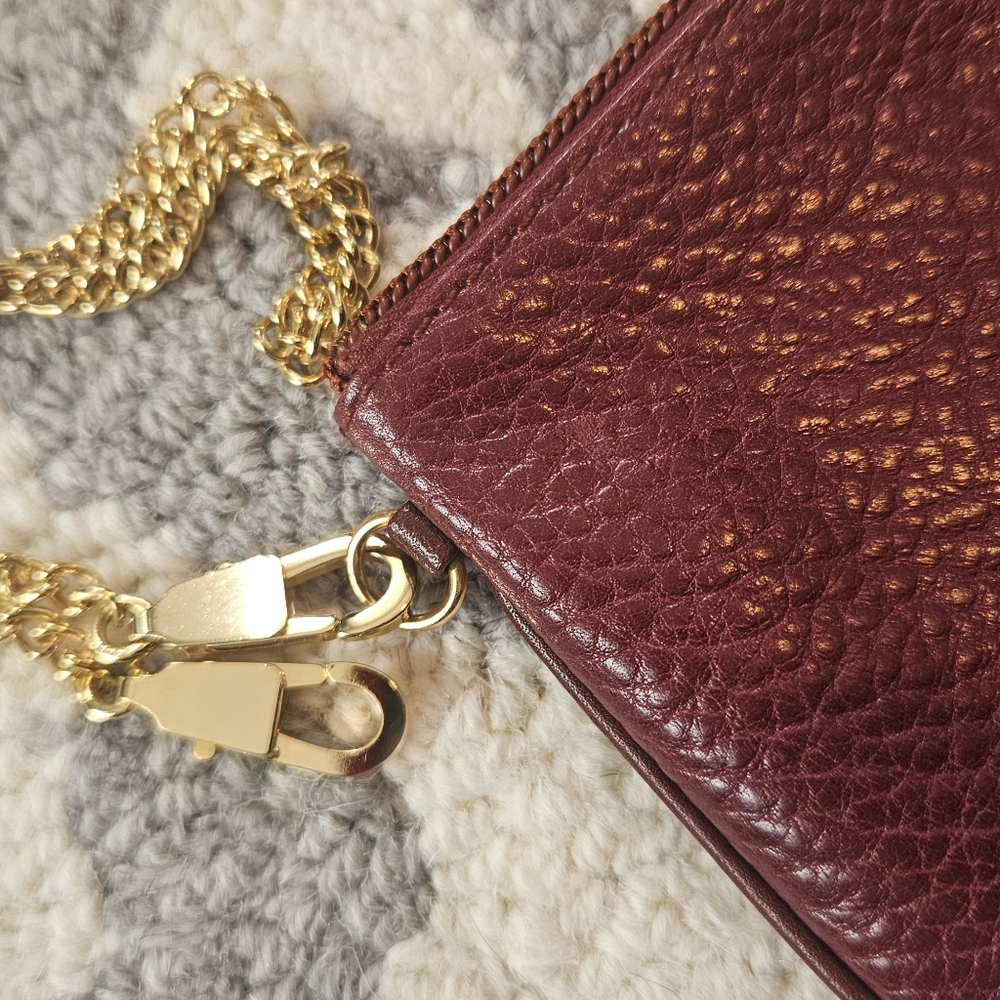 EUC Vintage Must de Cartier Bordeaux Leather Coin Purse Wristlet w/ Chain & Card - Picture 4 of 14